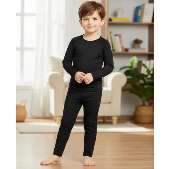 Conjunto Térmico Peluciado Juvenil E Infantil Unissex Blusa Manga Comprida E Calça Segunda Pele