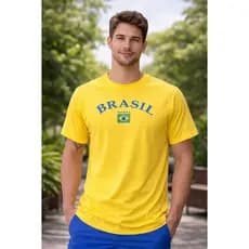 Camisa Masculina Do Brasil Torcedor Copa Camiseta Estampada 100% Algodão Premium T-shirt