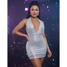 Vestido Boutique Paetê Balada Com Bojo E Brilho Sku:vb13