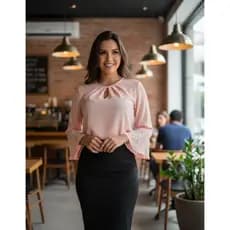 Blusa Moda Evangelica Plus Size Manga 3/4 Barata Sku: Bmlp10
