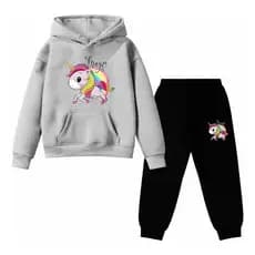 Kit Conjunto Blusa E Calça Moletom Infantil Unicórnio Feliz - Envio Rápido