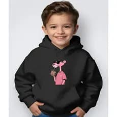 Moletom Infantil Unissex Canguru Capuz Inverno Onça Pantera Cor De Rosa Lançamento