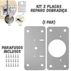 Kit Placa Para Reparo De Dobradiças Para Conserto De Porta De Armários Guarda Roupas Gabinete 1 Par