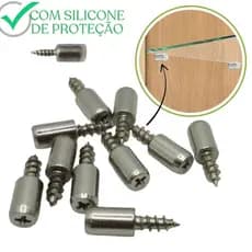 Kit 30 Parafusos Pino Para Prateleiras Suporte com Manga Antiderrapante em Silicone Madeira