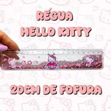 Régua Hello Kitty Kawaii com Glitter Líquido 20cm