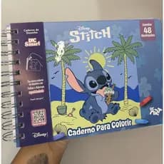 Caderno de Colorir Stitch Capa Dura 48 Folhas + Cartela de Adesivos | Livro para Pintar Infantil Presente
