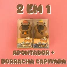 Apontador com Borracha Capivara 2 em 1 | Papelaria Fofa | 2 Modelos
