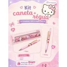 KIT HELLO KITTY - CANETA + RÉGUA.