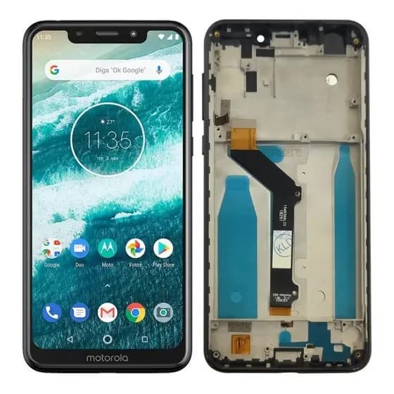 Tela com Aro Preto Motorola Moto One C/aro Xt1941-3 xt1941 3