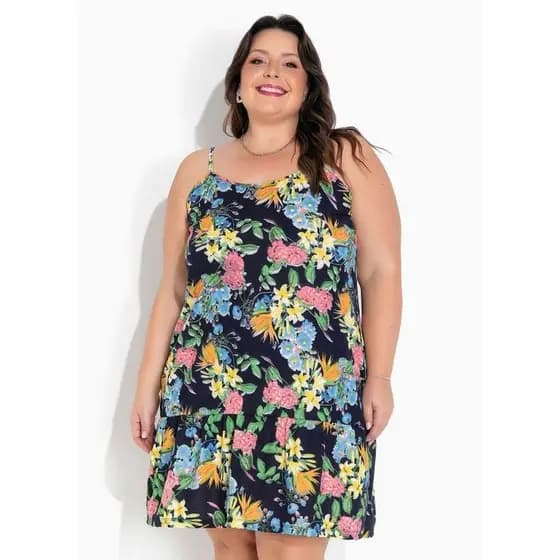 vestido alcinha plus size floral
