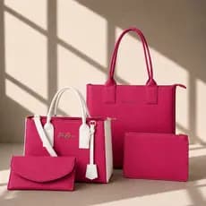 Kit 4 Bolsas Femininas Gaby Show Moda Feminina, Bolsa Média + Sacola Grande + Necessaire + Carteira