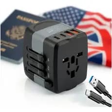 Adaptador Tomada Universal Viagem Internacional 2 USB 2 USB-C 30W GaN Bivolt