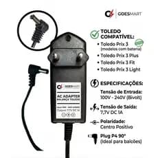 Fonte Balança Toledo 7.7V 1A Bivolt Adaptador AC