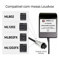 Fonte Mesa Som Loudvox ML802 ML1202 FX 18,5V AC X2 650mA