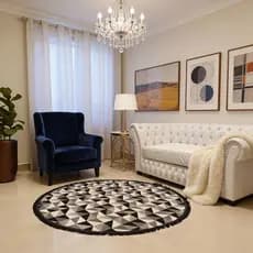 Tapete Sala 150x150 Redondo Com Antiderrapante Moderno