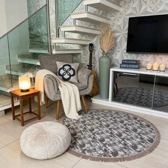 Tapete De Sala Quarto 1.40x1.40 Franja Tapete Sala Antiderrapante Promoção