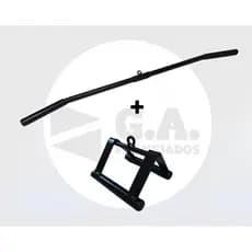 Kit puxador barra costas pulley 1,20m + puxador triângulo compacto musculação academia