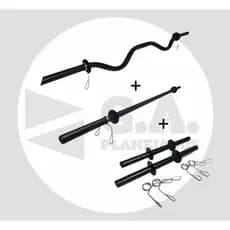 KIT BARRA RETA BODY PUMP + BARRA W + PAR HALTERES DE MÃO COM PRESILHAS ACADEMIA MUSCULAÇÃO