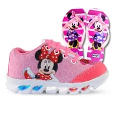 Tenis De Led Minnie Rosa + Chinelo Lançamento Novo