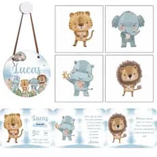 Kit Porta Maternidade Quadrinhos e Naninha Infantil Safari