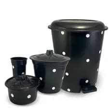 Kit Pia de Cozinha Poa Grande Com Lixeira de Chão Plástica