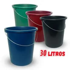 Balde Grande Plástico Lavanderia 30 Litros C/ Alça Cores