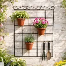 Painel Jardim Vertical Com Suporte De Vasos Para Parede Plantas e Flores Muro Verde
