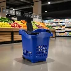 Kit 03 Cesta Cestinha Mercado Com rodizio e Alça Multiuso 30 Litros Carrinho de Supermercado Compras