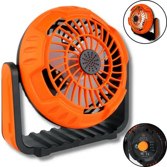 Ventilador Portátil Para Camping Recarregável Com Led Para Mesa Para Acampamento Escritório