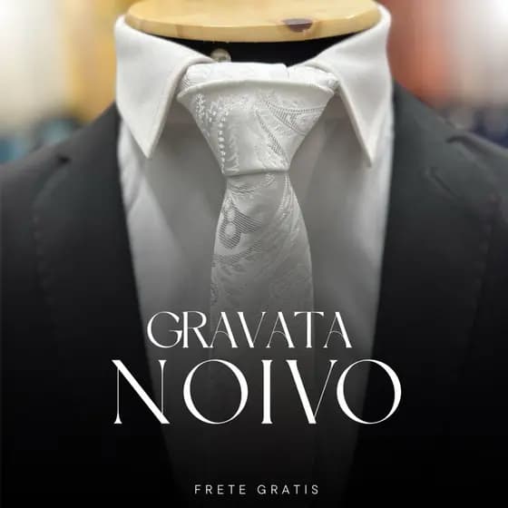 Gravata Social Branca Premium Noivo