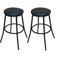 Kit 2 Banco Banqueta 60 cm Aço Epoxi Assento Madeira Espuma Confortavel Cozinha Área