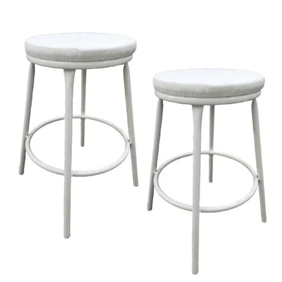 Kit 2 Banco Baixo 50 Cm Sem Encosto Para Cozinha-mesa-bar Estrutura Branco