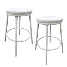 Kit 2 Banco Baixo 50 Cm Sem Encosto Para Cozinha-mesa-bar Estrutura Branco