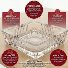 Cinzeiro Quadrado de Vidro Transparente - Design Elegante e Prático para Decoração
