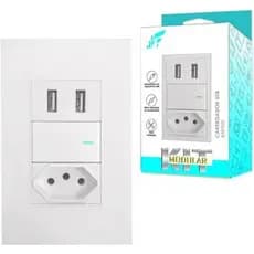 Interruptor Modular de Parede JWCom Diversos Modelos com Tomada Interruptor e Entrada USB