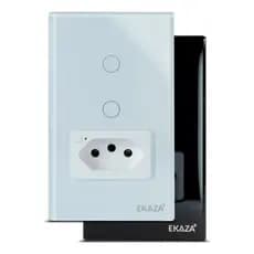 Ekaza Interruptor Tuya Touch Inteligente 4x2 com tomada para automação com Alexa/Google