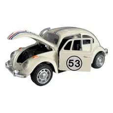 Miniatura Fusca Herbie 53 - Metal Durável, Abre Portas e Capô, Mecanismo de Fricção