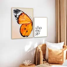 Quadro Decorativo Quadros Decorativos Dupla de Quadros Borboleta Chamego Moldura Caixa 2x2cm TokQuadros