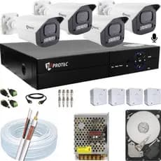 Kit 4 Câmeras Full HD 1080P Com Áudio Filma Colorido No Escuro Dvr 4 Canais- Kit Completo
