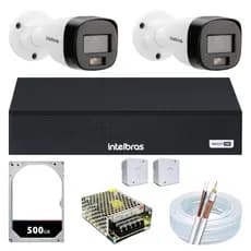 kit 2 câmeras de segurança intelbras vhc 1220b 1080p 2mp dvr 4ch completo