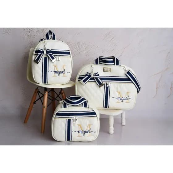 Bolsa Maternidade Luxo - Kit com 3 Peças Personalizadas