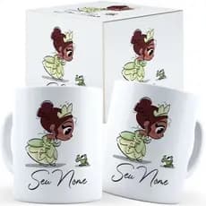 Caneca Tiana Fofa Com Nome Caixa Personalizada