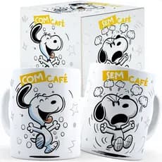 Caneca Snoopy  Com Cafe Sem Cafe Com Nome Caixa Personalizada