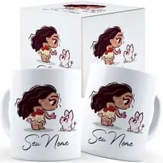 Caneca Moana Fofa Com Nome - Caixa Personalizada