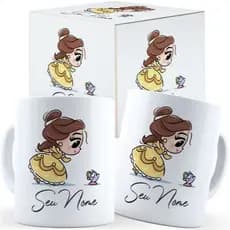 Caneca Bela E A Fera Fofa Com Nome Caixa Personalizada