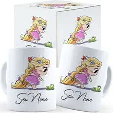 Caneca Rapunzel Fofa Com Nome - Caixa Personalizada