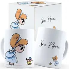 Caneca Cinderela Com Nome - Caixa Personalizada