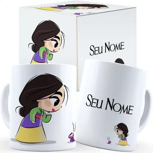 Caneca Mulan Fofa Com Nome - Caixa Personalizada
