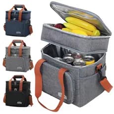 Bolsa Lancheira Térmica Portátil Alça 2 Andares Multiuso Expansível Grande Viagens Ao Ar Livre
