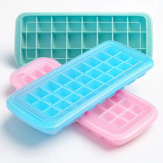 Formas de Gelo Silicone Com Tampa 24 Cubos Coloridos